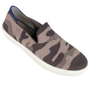 Rothys Slip On Sneaker Taupe Camo Loafers Shoes Sz 7.5 Retired Casual Chic